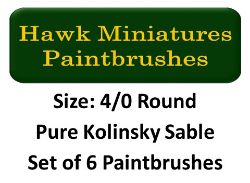 Kolinsky Sable Paintbrush Set Size 4/0 (Set of 6 Rounds)