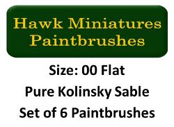 Kolinsky Sable Paintbrush Set Size 00 (Set of 6 Flat)