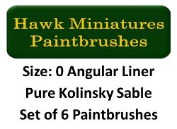 Kolinsky Sable Paintbrush Set Size 0 (Set of 6 Flat Angular Liner)