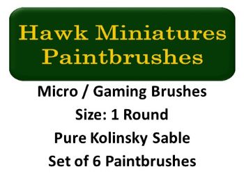 Micro Gaming Paintbrush Set Size 1 (Set of 6 Rounds)
