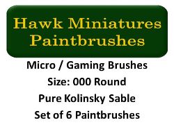 Micro Gaming Paintbrush Set Size 000 (Set of 6 Rounds)