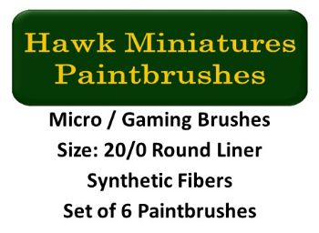 	Micro Gaming Paintbrush Set Size 20/0 (Set of 6 Rounds)